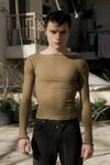 BASERANGE Ribbed Long Sleeve Top T-Shirt TTVL Collection France BAS-TTVL-RB-AU24-FCZ Emerald Brown